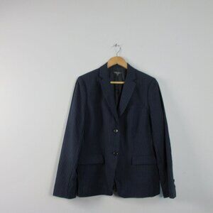 Brooks Brothers Stellita Fit Blazer Women 14 Blue Striped Wool Career Office 578